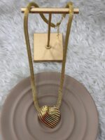 Gold Kalp Figürlü Hasır Zincir Kolye – Modern Ayarlanabilir Kadın Kolye - Görsel 2