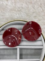 Bordo Dalgalı Form Büyük Boy Kadın Küpe - Görsel 2
