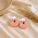 Pembe Mineli Silver Geometrik Küpe - Görsel 3