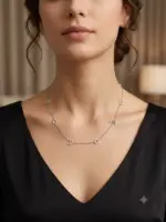 Silver Renk Ay ve Yıldız Figürlü Zincir Kolye – Minimal Kadın Kolyesi - Görsel 2