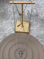 Silver Renk T Harf Figürlü Minimal Zincir Kolye - Görsel 2