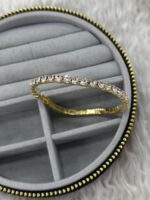 Lastikli Gold Tek Sıra Zirkon Taşlı Su Yolu Bileklik - Görsel 3