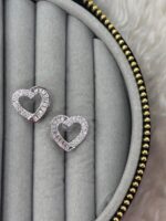 Silver Renk Açık Kalp Model Taşlı Kadın Küpe - Görsel 2