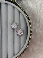 Silver Renk Çift Katlı Çiçek Model Taşlı Kadın Küpe - Görsel 2