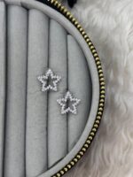Silver Renk Yıldız Model Zirkon Taşlı Kadın Küpe - Görsel 2