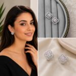 Silver Renk Dört Yaprak Yonca Model Taşlı Kadın Küpe