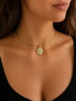 Kutup Yıldızı Madalyon Figürlü Gold Choker Kolye