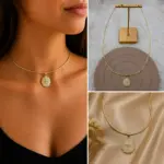 Kutup Yıldızı Madalyon Figürlü Gold Choker Kolye - Görsel 2