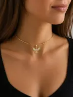 Zirkon Taşlı Kartal Figürlü Gold Kolye