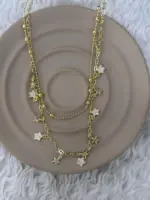 Gold Renk Taşlı Yıldız Figürlü Çoklu Zincir Kolye - Görsel 2