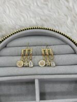 Gold Renk Yıldız ve Damla Taşlı Sallantılı Küpe - Görsel 3
