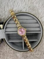 Gold Pembe Kadran Kalp Detaylı Kadın Saat - Görsel 2