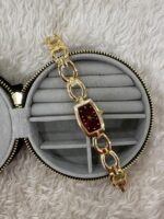Bordo Kadran Gold Zincir Detaylı Kadın Saat - Görsel 2