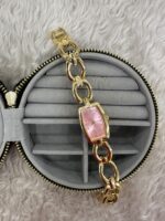 Pembe Kadranlı Gold Zincir Kordon Kadın Kol Saati - Görsel 2