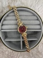 Bordo Kadranlı Gold Kadın Kol Saati - Görsel 2