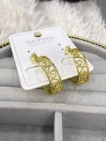 Xuping Gold Desenli Geniş Halka Küpe - Görsel 2
