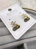Xuping Gold Çiçek Taşlı Küpe - Görsel 2