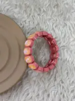 Pembe Somon Taşlı Esnek Bileklik - Görsel 2
