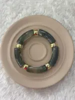 Füme Mermer Desenli Gold Detaylı Bileklik - Görsel 2
