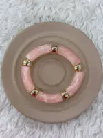 Pudra Pembe Gold Detaylı Esnek Bileklik - Görsel 2