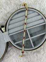 Gold Fuşya Taşlı Geometrik Bileklik - Görsel 2