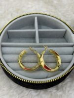 Gold Bombeli Halka Küpe - Görsel 3