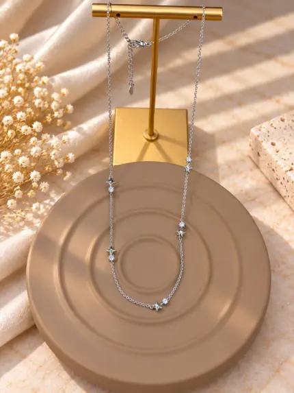 Yıldız Detaylı Silver Kolye