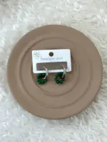 Yeşil Boncuklu Çelik Halka Küpe - Görsel 2