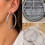 Düz Form Silver Büyük Halka Küpe