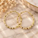 Gold Işıltılı Orta Boy Halka Küpe - Görsel 2