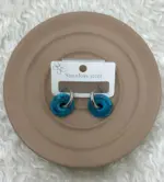 Turkuaz Mermer Dokulu Donut Halka Çelik Küpe - Görsel 2