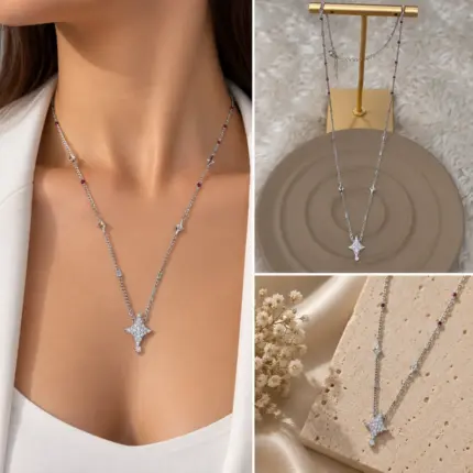 Kuzey Yıldızı Detaylı Silver Kolye