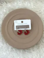 Gümüş Renkli ve Kırmızı Boncuklu Halka Çelik Küpe