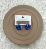 Mavi Mermer Donut Halka Çelik Küpe - Görsel 2
