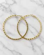 Gold Dokulu Büyük Halka Küpe - Görsel 2