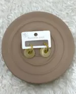 Krem Mermer Efektli Halka Çelik Küpe - Görsel 2