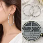 Silver Işıltılı Halka Küpe