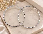 Silver Dokulu Büyük Halka Küpe - Görsel 2