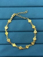 Gold Renk Kalp Figürlü Zincir Bileklik - Görsel 2