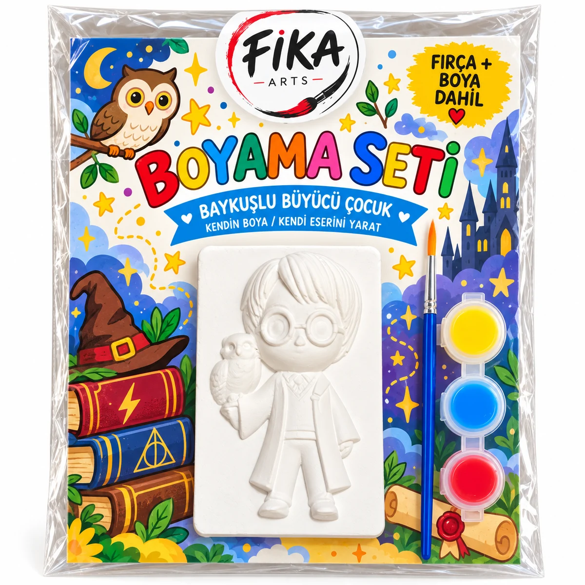 FA-BS-0033 Baykuşlu Büyücü Çocuk Boyama Seti - Görsel 1