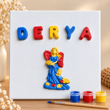 Derya İsimli Melekli 20x20 Tuval Boyama Seti - Boyalı Örnek