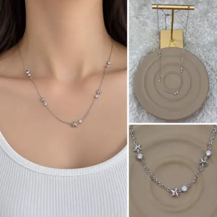 Yıldız Detaylı Silver Kolye