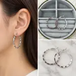 Silver Dokulu Küçük Boy Halka Küpe