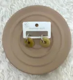 Amber Mermer Dokulu Donut Halka Çelik Küpe - Görsel 2