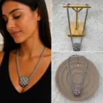 Silver Hasır Zincir Kolye – Geometrik Metal Detaylı Modern Tasarım