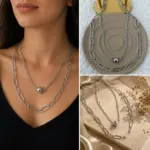 Çift Katlı Modern Top Zincir Çelik Kolye