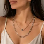 Çift Katlı Modern Top Zincir Çelik Kolye - Görsel 4
