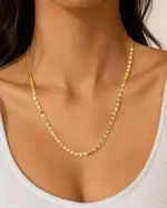 Gold Pullu Arpa Zincir Şık Kolye (60cm) - Görsel 2