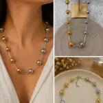 Geometrik Top Detaylı İki Renk Ayarlanabilir Kolye