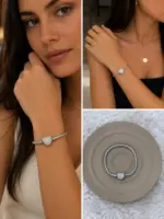 Kalp Figürlü Zirkon Taşlı Charm Bileklik